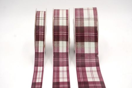 Burgunder und Creme Fensterrahmen Karomusterband_AI